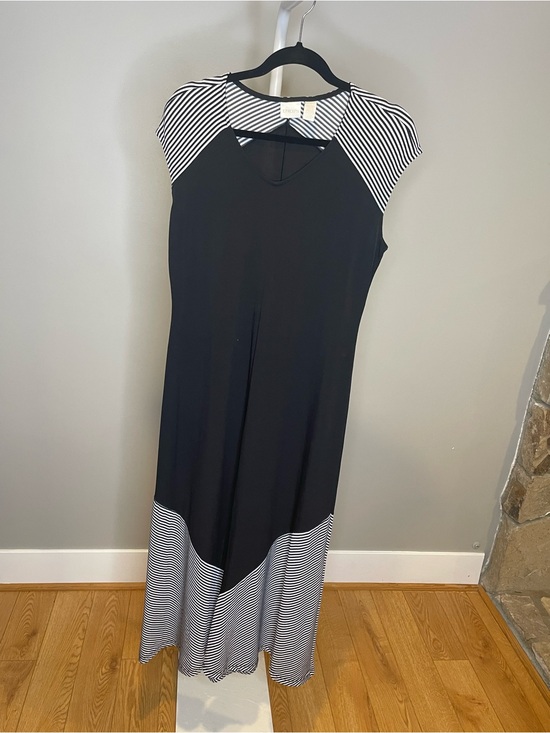 Chico's Dresses & Skirts - Chico's Black Maxi Dress with Black-and-White Stripe Accents - Chico’s 1 (8-10)